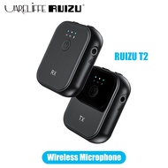 RUIZU T2- Wireless Lavalier Microphone Bluetooth5.1 two-way Transmitter Receiver Noise Reduction Rea