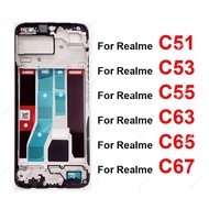 Front LCD Frame Cover For Realme C51 C53 C55 C63 C65 C67 4G 5G LCD Housing Holder Bezel Case Flex Re
