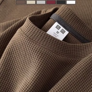 M-3XL Coffee Waffle Short Sleeve Round Neck All-match T-shirt for Men Apricot Black Grey Red White