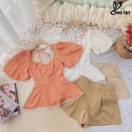 THO tay RABBIT puff sleeve shirt and tafta pants set S259Cx137