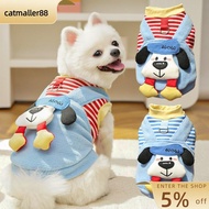 CATMALLER88 Dog Outerwear, Winter Apparel Cartoon Dog Dog Hoodies, Cute Striped Pattern Red Blue Thi
