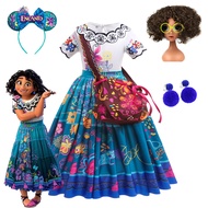 Girls Princess Dress Encanto Cosplay Costume Children's Carnival Birthday Party Clothing Mirable Out