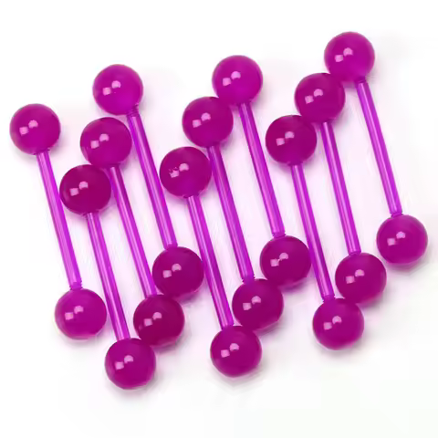 10Pcs 14G 16mm Glow in Dark Flexible Acrylic Tongue Ring or Nipple Ring Staight Tongue Barbell Retai
