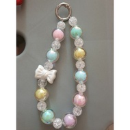 colorful macaroon with white ribbon handphone charm