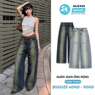 Women's Wide Leg Loose Jeans Korean Style Unisex Street Bigsize QC626 2KJeans