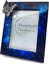 5MOONSUN5 Galaxy Picture Frame with Silver Butterfly, 9 x 7 inches, Blue Handcrafted Photo Frame