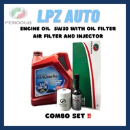 Perodua 5W30 4L(NEW Packing)+Oil Filter+Air Filter+Injector cleaner - Semi Synthetic Engine Oil 5W-30