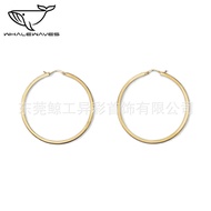 E5323Celi Cool Retro Titanium Steel Circle Coil Earrings Female Simple Circle Plain Circle Earrings 