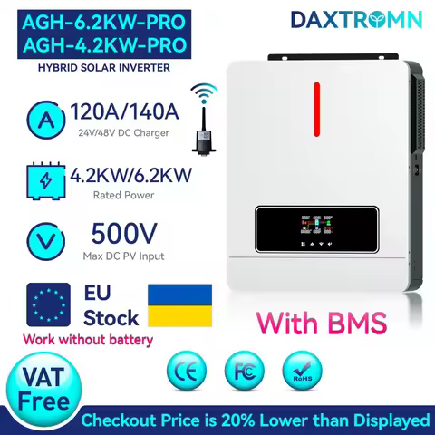Daxtromn 4200W 6200W Hybrid Solar Inverter 48V 220V 500VDC 120A MPPT Solar Charger 6.2KW 4.2KW Solar