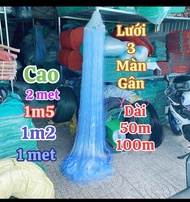 Lưới 3 màn bắt cá lưới đánh cá cao 2m 15m  12m... Dài 90/100m và nửa treo 45/50 met.