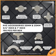 [100PCS PER PACK] PVC ACCESSORIES / PVC CONDUIT PIPE ACCESSORIES 20MM (3/4" INCH) / 25MM (1" INCH)