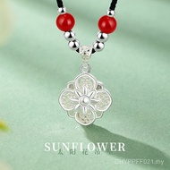 Necklace Clavicle Chain Pendant Brushed Chinese Style Sterling Silver Retro Gift for Girlfriend Pure