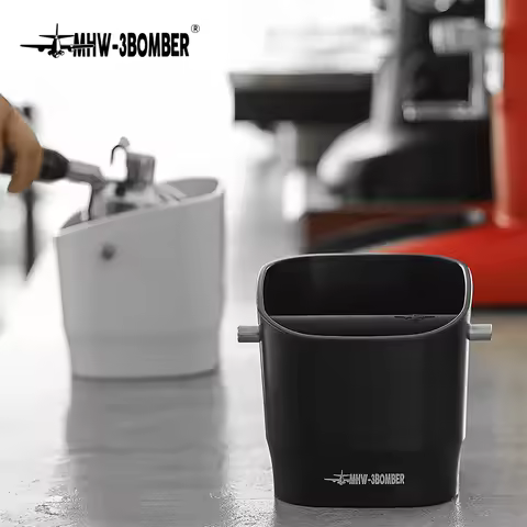 MHW-3BOMBER Square Coffee Grounds Knock Box Removable Knock Bar and Non-Slip Base Dishwasher Safe Ba