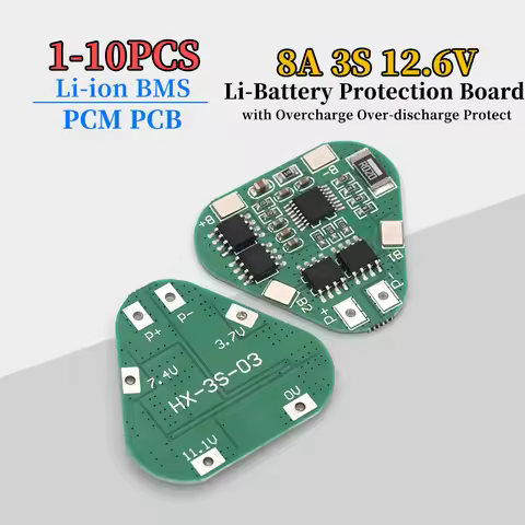 1-10PCS 3S 12V 18650 Li-Battery Protection Board 11.1V 12.6V overcharge over-discharge protect 8A 3 