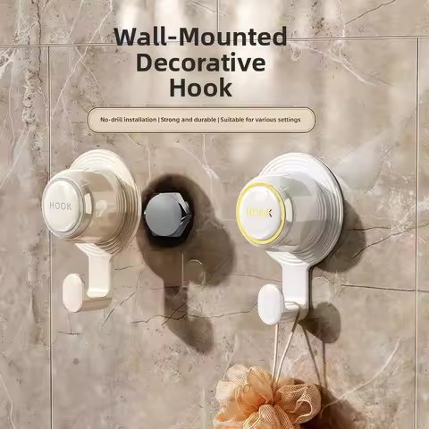 Fashion Powerful Suction Cup Hooks Vacuum Reusable Shower Hooks Heavy Duty Clothes Kitchen Bathroom 