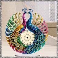 (GJFZ) PeacockShape Diamond Art Clock Ornaments Kit Battery Operated DiamondPainting Clock Decorativ