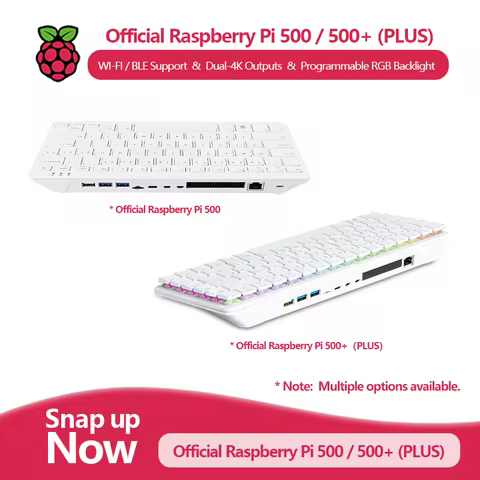 Original Raspberry Pi 500 / 500+, with Dual 4K Outputs, Wi-Fi/Bluetooth Support, Programmable RGB Ba