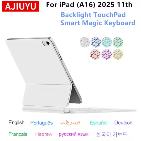 Magic Keyboard for iPad A16 11 inch 2025 iPad 11th Gen Tablet Smart Case Portuguese Spanish Hebrew A