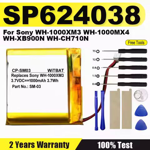 SM-03 SP624038 1000mAh Battery For Sony WH-1000XM3 WH-1000MX4 WH-XB900N WH-CH710N Headset Batterie A