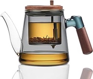 PARACITY Enchanti Tea Pot,650ml/22oz Glass Teapot with Removable Infuser,One Button Press to Filter 