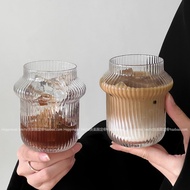 Retro Niche Striped Magic Snail Cup Iced Latte Coffee Glass Cup Iced American Drink Cup High-value D