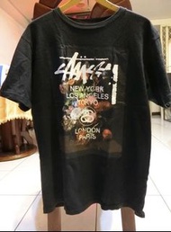 Stussy New York  Los Angeles Tokyo 花卉黑色短袖長版上衣