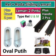 Rel Sliding Lemari Tanam U Dan M 2 Pintu Plus Roda Kunci Handle Lengkap