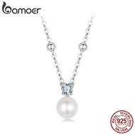 Bamoer 925 Sterling Sliver Necklace Moissanite Pearl Jewelry Gifts for Women