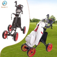 Dovewill Lightweight Aluminum Golf Push Cart Quick Fold 4 Wheel Trolley Cart with Foot Brake for Gol
