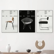 Minimalist Bauhaus Iconic Mid-Century Chairs Exhibition Furniture Poster Canvas Painting Wall Art Pi