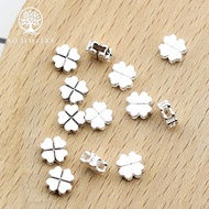 Four-leaf clover silver charm (4 leaves), lucky clover charm pierced horizontally with bracelet - NQ