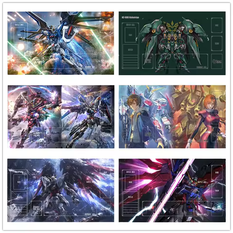 600*350*2mm BANDAI Anime Game Gundam GCG DIY Accessory Card Playmat Kshatriya Justice Freedom Aerial