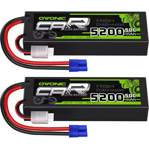 OVONIC Lipo Battery 5200mAh 50C 7.4V 2S RC Battery with EC3 Connector for RC Plane DJI Quadcopter RC
