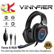 VINNFIER TOROS 5 PRO / TOROS 6 WIRED RGB LED LIGHT GAMING HEADSET WITH BUILT-IN MICROPHONE, EXTRA BA