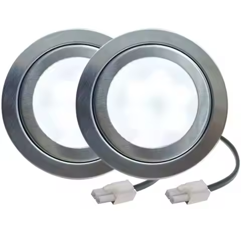 2-Piece Hood Light LED 1.5W 12V DC 55mm Hole 20W Halogen Bulb Equivalent Kitchen Cabinet Puck Light 