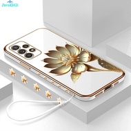 (ฟรีสายคล้อง) เคส ZeroQiQi สำหรับ Samsung Galaxy A52 A52 A51 4G A52 5G A52S 5G เคส A71ลายดอกบัวทองขอ