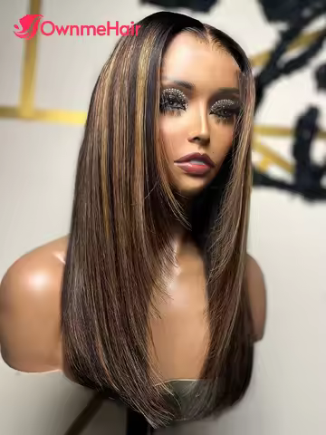 H30 Highlights Layered Hair 6x6 HD Glueless Wig Wear and Go Pre Cut Lace Pre Plucked Mixed Hair not 