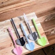 ✨Love Duck Coffee✨Birthday Cake Spoon Heart-Shaped Colorful Plastic Spoon Heart-Shaped Cake Spoon De