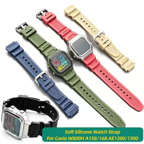 Sports Silicone Watch Band 18mm for Casio AE1200/1300 WS-1600 F91W W800H SGW400 A158 A168 Series Com
