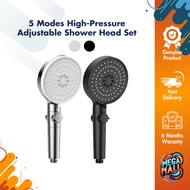 5 Modes High-Pressure Adjustable Shower Head Set [ Detachable Filter Stop Easy Installation Multi Function Spa Nozzle ]