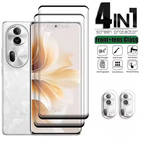 4-in-1 For Reno 11 Pro 5G Glass OPPO Reno 11 Pro 5G Tempered Glass Curved 9H Screen Protector Reno11