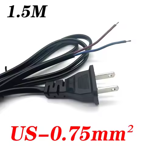 America 2 Prong US Stripped Extension Cable 2 Pin Electrical Power Supply Cord LED Light AC Power Ca