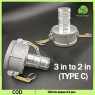Camlock Type C 3 Inch to 2 Inch (3 to 2) Camlock Aluminum Combination C3020 Aluminum Used for Water 