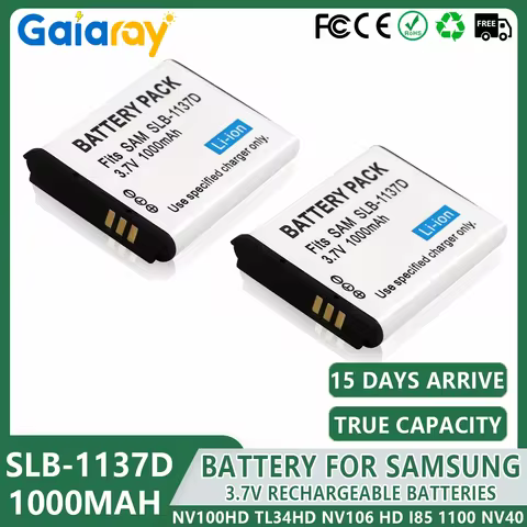 1-3pc 1000mAh Rechargeable Battery SLB-1137D Camera Battery For Samsung NV100HD TL34HD NV106 HD i85 