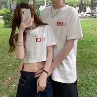M-5XL Couple Short T-Shirt Korean Version INS Letter Printing Large Size Five-Point Sleeve Loose Sho