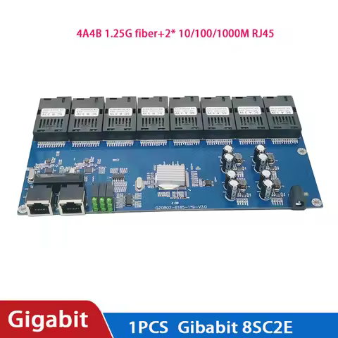 8F2E Gigabit Fiber switch Ethernet Media Converter 8 Port 1.25G SC 2 RJ45 10/100/1000M 8 SC PCBA boa