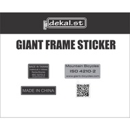 Giant bike frame sticker only (gloss laminate)