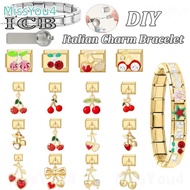 Golden Cherry Italian Charm Bracelet Links Fit 9mm Making DIY Love Butterfly Flowers Charm Bracelet 