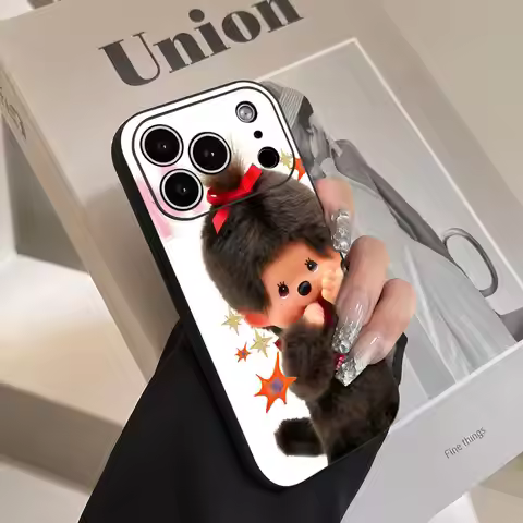 Monchhichi Phone Case For iPhone 17 16 15 14 13 12 X XR XS 8 Plus Mini Pro Max Soft Black Shockproof