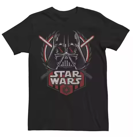 2026 Summer Star Wars Darth Vader Lightsaber Imperial Badge Men's Cotton Short Sleeve T-shirt Breath
